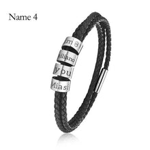 Load image into Gallery viewer, Custom Family Name Bracelet Stainless Steel Charms Bangle Braided Personalized Genuine Leather Men Bracelets Father's Day gifts