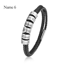 Load image into Gallery viewer, Custom Family Name Bracelet Stainless Steel Charms Bangle Braided Personalized Genuine Leather Men Bracelets Father's Day gifts
