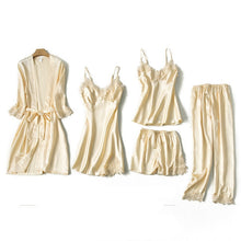 Load image into Gallery viewer, WARMSELLING Silk™ 2021 Lace Mulberry Silk 5 Piece Pajama Set