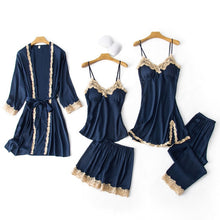 Load image into Gallery viewer, 2021 V-Neck Mulberry Silk 5PCS Pajamas Set