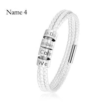 Load image into Gallery viewer, Custom Family Name Bracelet Stainless Steel Charms Bangle Braided Personalized Genuine Leather Men Bracelets Father's Day gifts