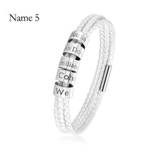 Load image into Gallery viewer, Custom Family Name Bracelet Stainless Steel Charms Bangle Braided Personalized Genuine Leather Men Bracelets Father's Day gifts
