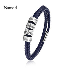 Load image into Gallery viewer, Custom Family Name Bracelet Stainless Steel Charms Bangle Braided Personalized Genuine Leather Men Bracelets Father's Day gifts