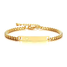 Load image into Gallery viewer, Personalize Baby Name Bracelet Figaro Chain Smooth Bangle Link Gold Tone No Fade Safty Jewelry
