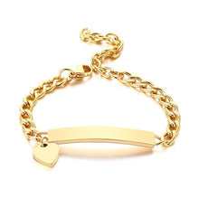 Load image into Gallery viewer, Personalize Baby Name Bracelet Figaro Chain Smooth Bangle Link Gold Tone No Fade Safty Jewelry
