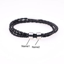 Load image into Gallery viewer, Personalized Mens Braided Genuine Leather Bracelet