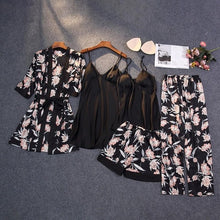 Load image into Gallery viewer, 2021 Print Mulberry Silk 5 Piece Pajama Set