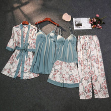 Load image into Gallery viewer, 2021 Print Mulberry Silk 5 Piece Pajama Set