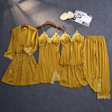 Load image into Gallery viewer, 2021 Print Mulberry Silk 5 Piece Pajama Set