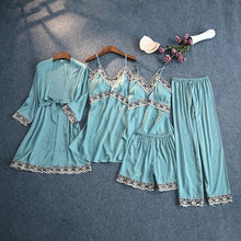 Load image into Gallery viewer, 2021 Print Mulberry Silk 5 Piece Pajama Set