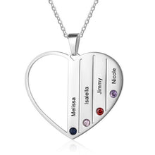 Load image into Gallery viewer, Birthstone Heart Necklace with Engraved Names - Gold Plated