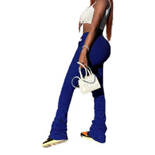 Load image into Gallery viewer, Drawstring Solid Stacked Pants