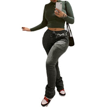 Load image into Gallery viewer, Drawstring Solid Stacked Pants