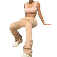 Load image into Gallery viewer, Drawstring Solid Stacked Pants