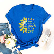 Load image into Gallery viewer, 2021 Summer O-neck Sunflower Print T-shirt