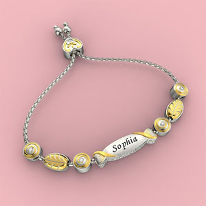 Enkelin Bolo Candy Armband mit zwei personalisierten Gravuren