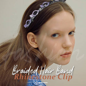 Braided Hair Band Rhinestone Clip