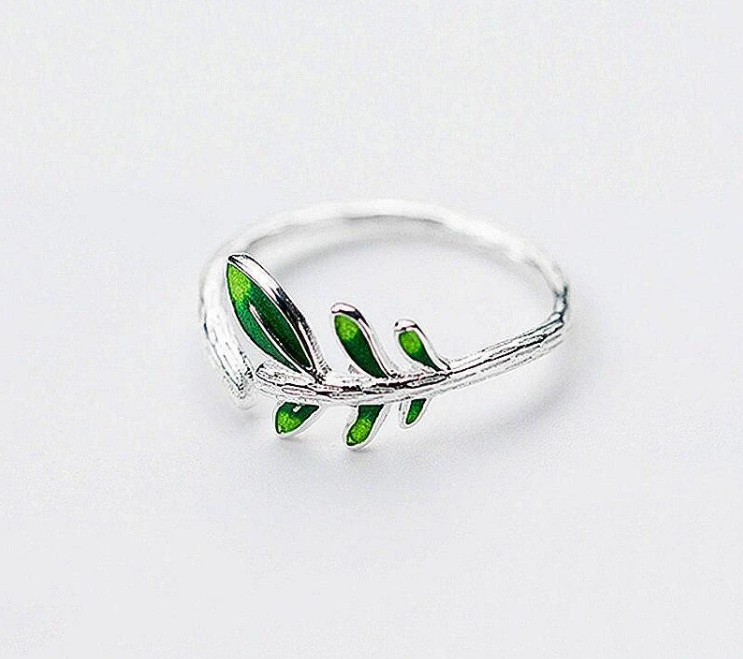 Green Vine Silver Ring