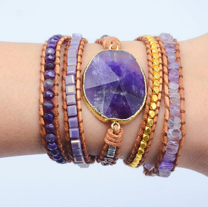 Amethyst Purple Crystal Wrap Bracelet