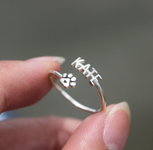 Load image into Gallery viewer, 925 Silver Paw Adjustable Name Ring
