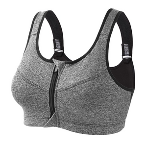 Jutstyle Women's High Support Push Up Zip Front Close Padded Sports Bra