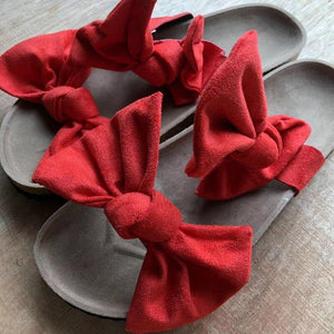 2021 Women Sandals Shoes Bow-Knot Anti-Slip Flat Sandals Comfortable Retro Beach Shoes Plus Size