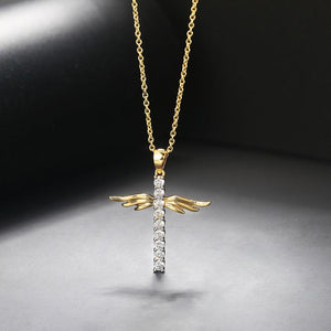 Angel wings cross necklace
