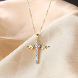 Angel wings cross necklace