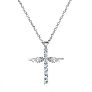 Angel wings cross necklace