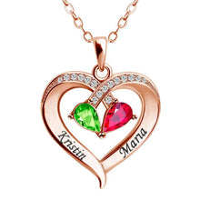 Load image into Gallery viewer, Forever Love Birthstone &amp; Diamond Heart Pendant Necklace
