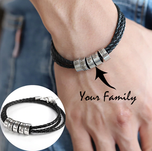 Personalized Mens Braided Genuine Leather Bracelet