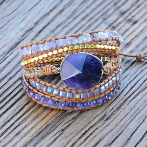 Amethyst Purple Crystal Wrap Bracelet