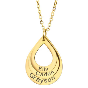 【Hot Sale】Engraved Drop Shaped Family Necklace