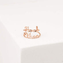 Load image into Gallery viewer, Personlizd Double Name Rings Stainless Steel Adjustable

