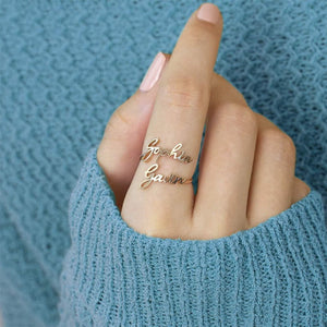Personlizd Double Name Rings Stainless Steel Adjustable