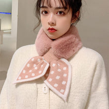 Load image into Gallery viewer, Peach Heart Polka Dot Plush Scarf
