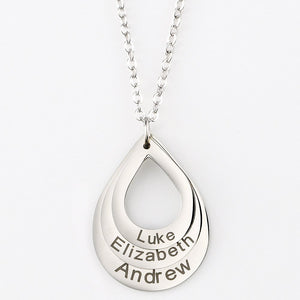 【Hot Sale】Engraved Drop Shaped Family Necklace
