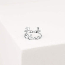 Load image into Gallery viewer, Personlizd Double Name Rings Stainless Steel Adjustable
