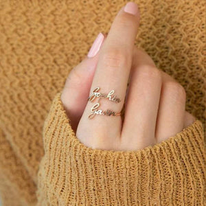 Personlizd Double Name Rings Stainless Steel Adjustable