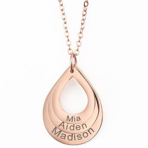 【Hot Sale】Engraved Drop Shaped Family Necklace