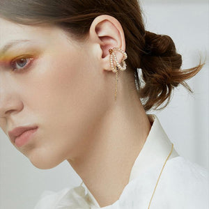 Pearl Chain Temperament Ear Clip