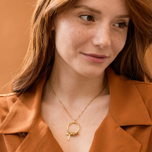 Load image into Gallery viewer, Linda Circle Pendant Necklace in 18k Gold Plating
