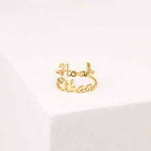 Load image into Gallery viewer, Personlizd Double Name Rings Stainless Steel Adjustable
