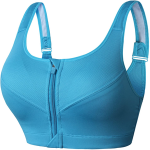 Jutstyle Women's High Support Push Up Zip Front Close Padded Sports Bra