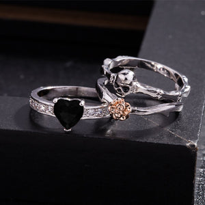 Gothic Skull Silver Rings Set For Women