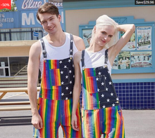 Load image into Gallery viewer, American Flag Unisex Overalls Shorts
