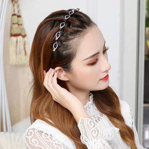 Braided Hair Band Rhinestone Clip