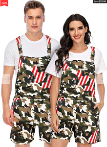 American Flag Unisex Overalls Shorts
