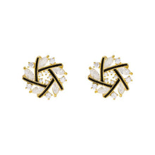 Load image into Gallery viewer, Black &amp; Gold Flower Earrings
