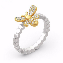 Load image into Gallery viewer, Golden Bee &amp; Honeycomb Ring

